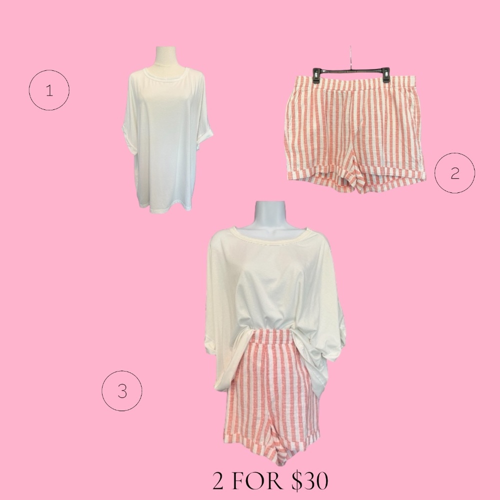 🩳👕 2 FOR $30!! EUC OLD NAVY Linen Blend Shorts + White Scoop Neck T | Size XL